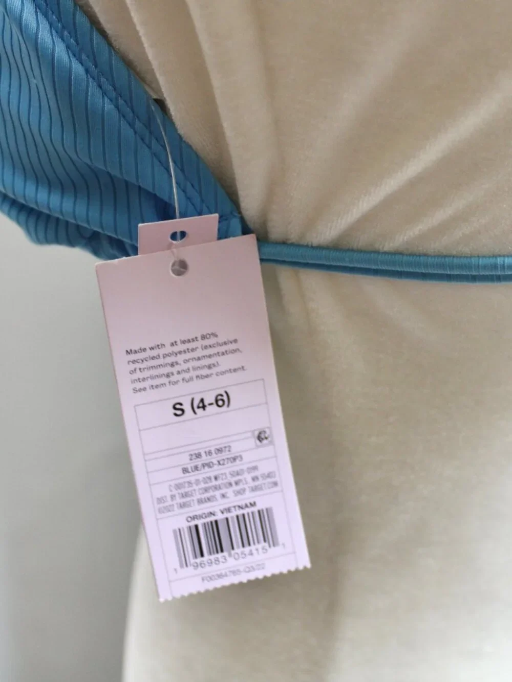 Wild Fable Target Ribbed Blue Triangle String Bikini Top Swim Size Small NWT - Picture 5 of 5